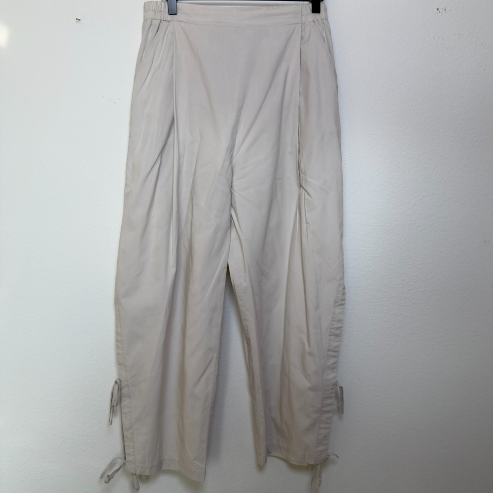 Grade & Gather Cotton Side Tie Barrel Pants Medium Tan Lagenlook‎ Artsy Pull On
